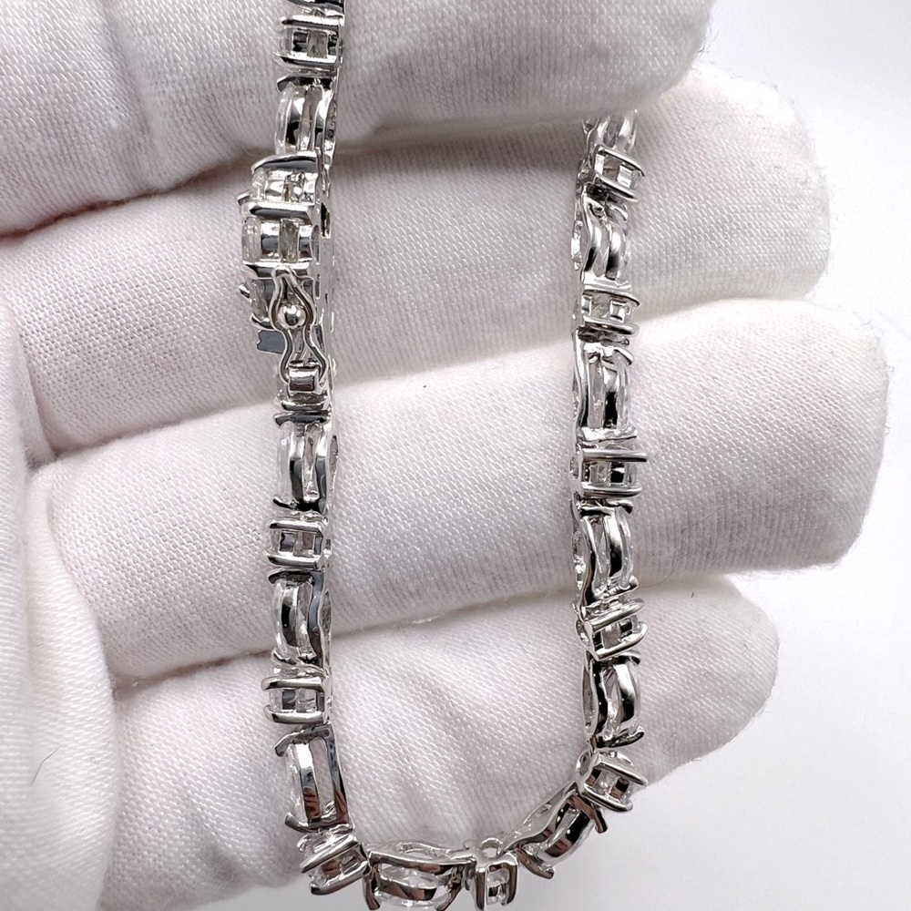 Sterling 8” Marquise & Round Cz Bracelet - Picture 16 of 17